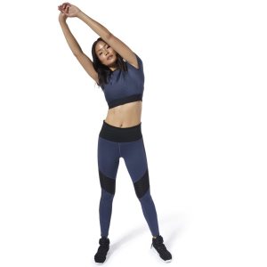 Reebok Studio Mesh Crop Top Damen - Navy - DE 760-DOB